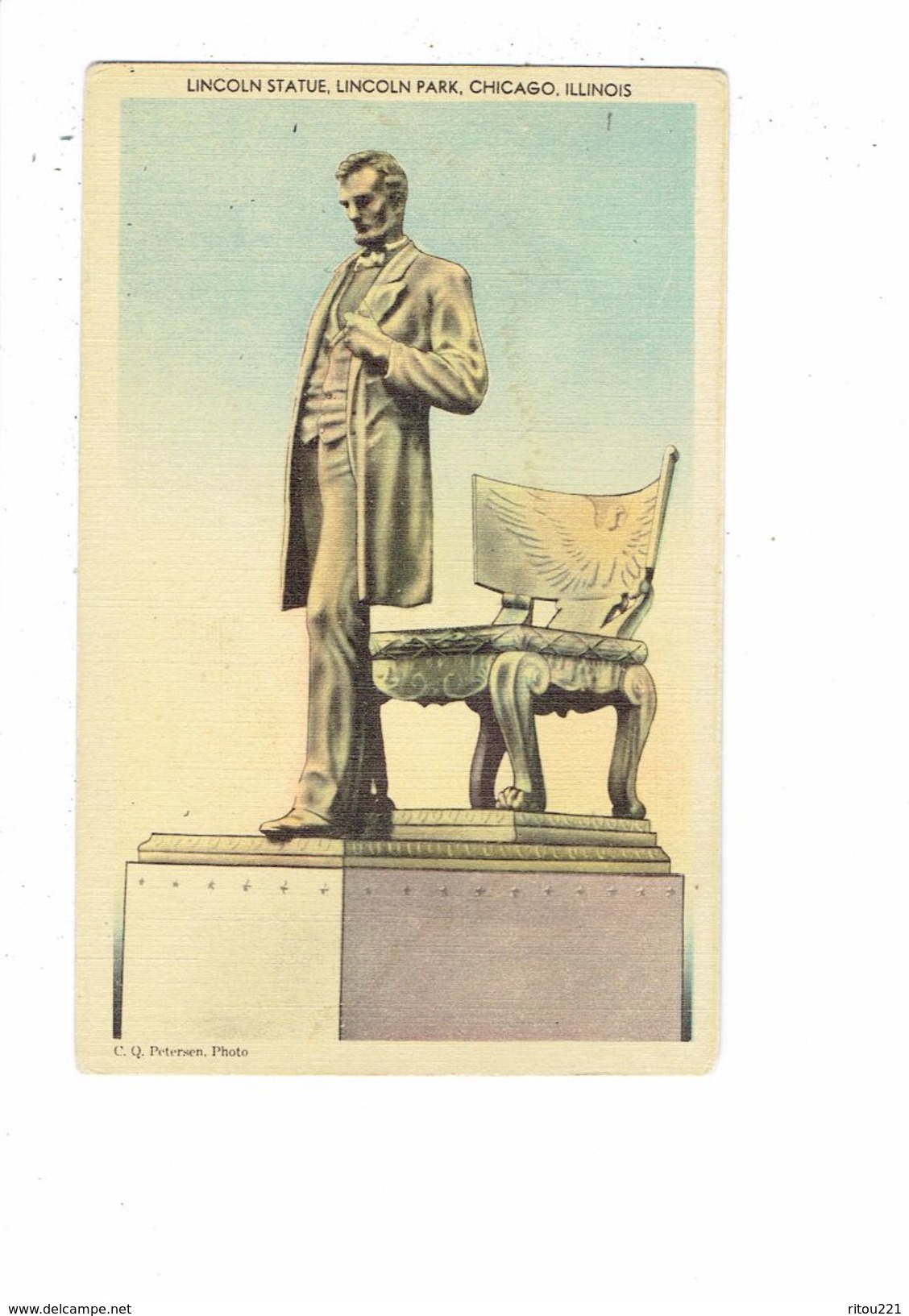 Cpa - Lincoln Statue, Lincoln Park, Chicago, Illinois, - C.Q. Petersen Photo - Presidenten