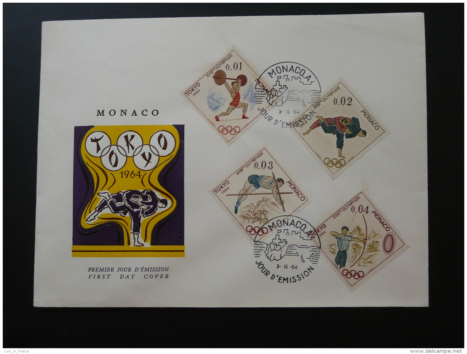 FDC Monaco Jeux Olympiques Tokyo Olympic Games 1964 Judo - Sommer 1964: Tokio