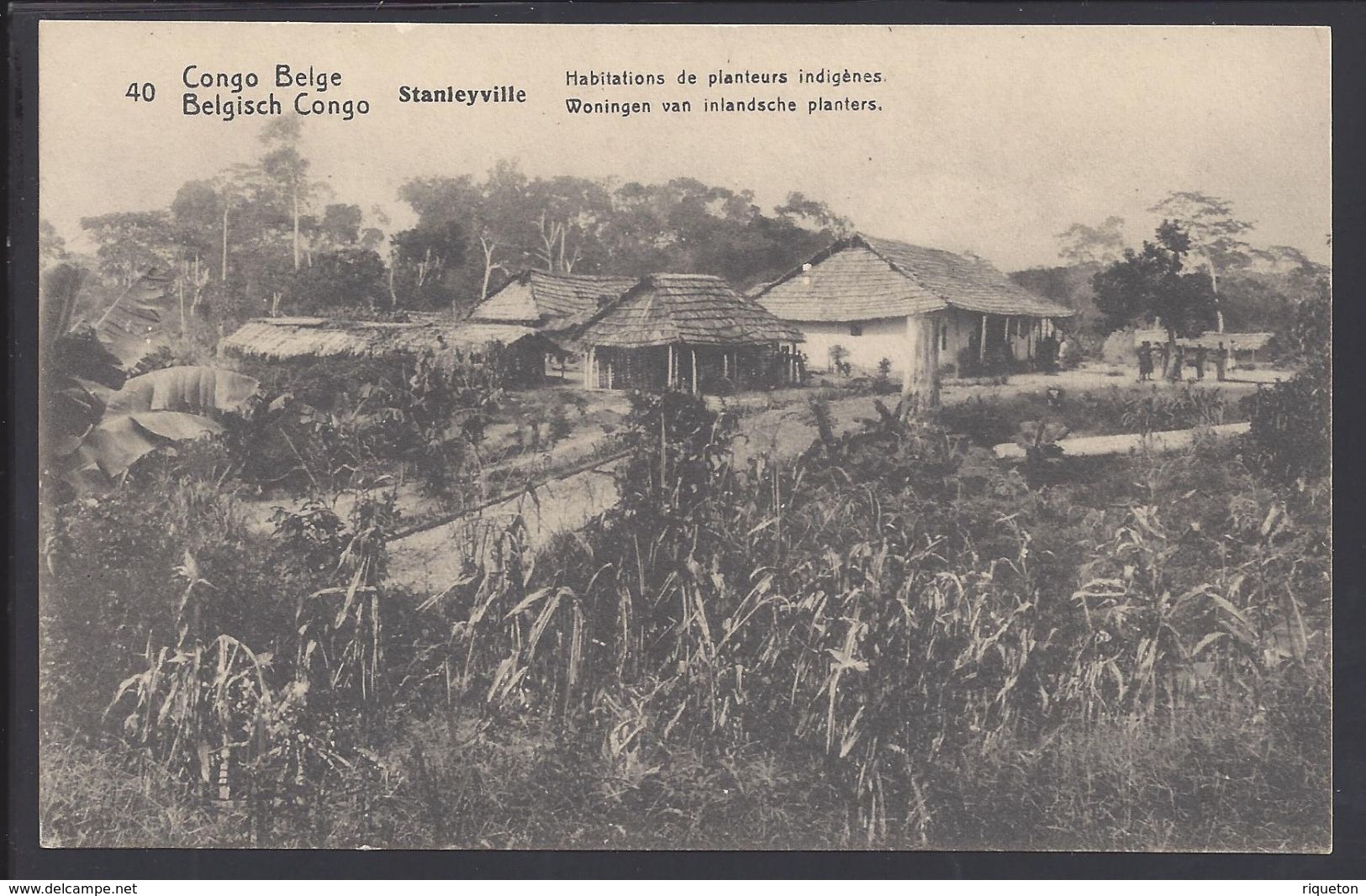 AF - CONGO BELGE - Entier Postal 10 Ct Sur CPA Neuve Stanleyville "Habitations De Planteurs Indigènes" TB - - Entiers Postaux