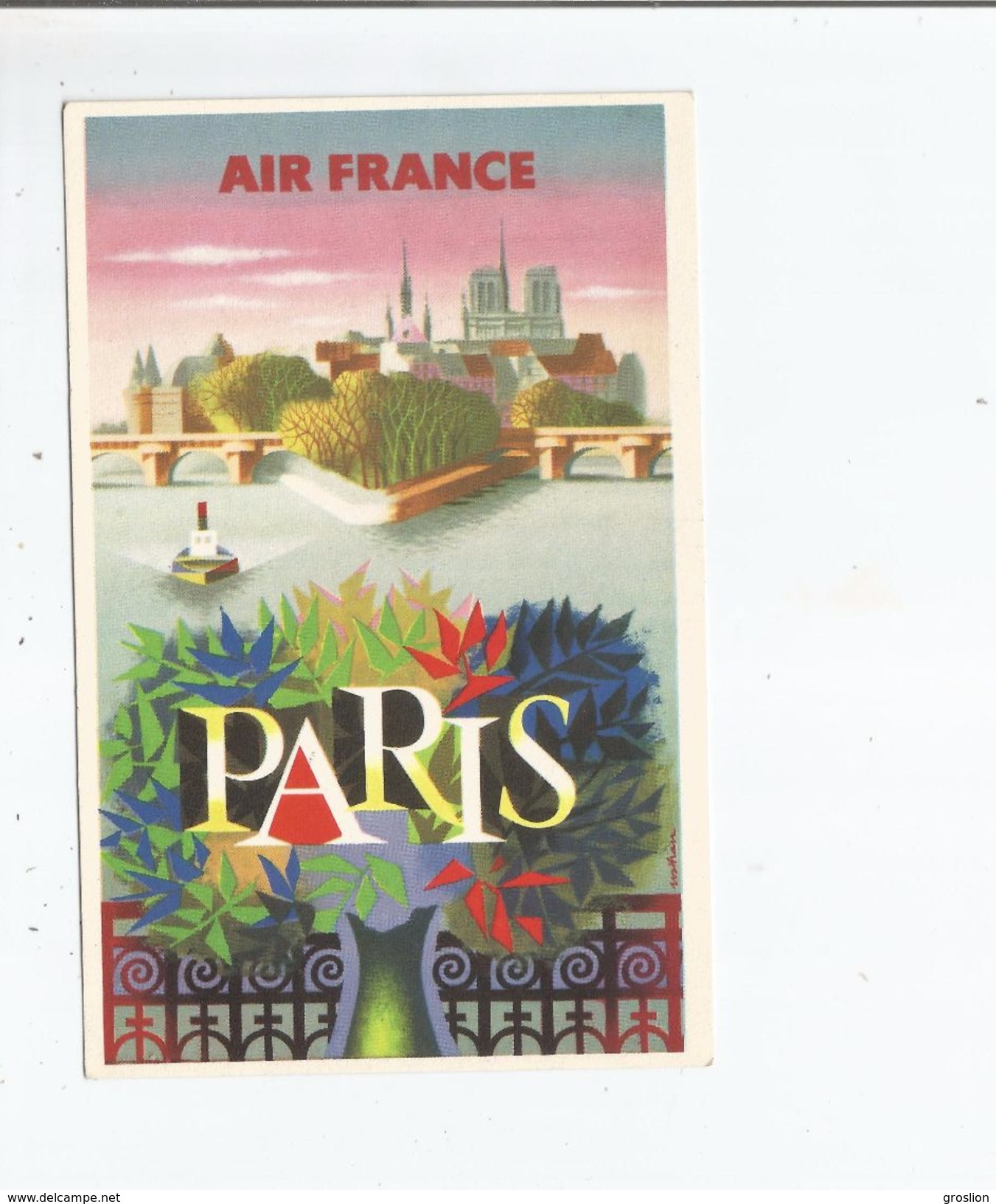 AIR FRANCE LE PLUS GRAND RESEAU AERIEN DU MONDE  CARTE PUBLICITAIRE AFFICHE (PARIS) - Sonstige & Ohne Zuordnung