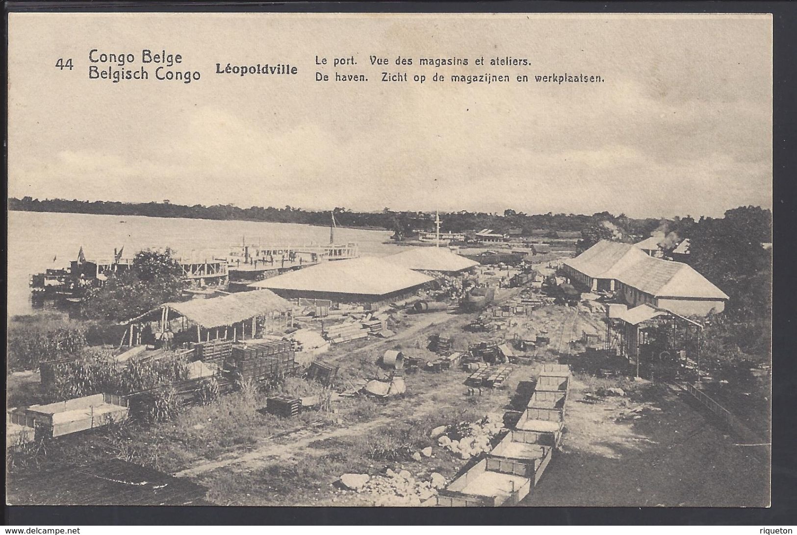 AF - CONGO BELGE - Entier Postal 10 Ct Sur CPA Neuve Léopoldville "Le Port - Vue Des Magasins Et Ateliers" TB - - Postwaardestukken