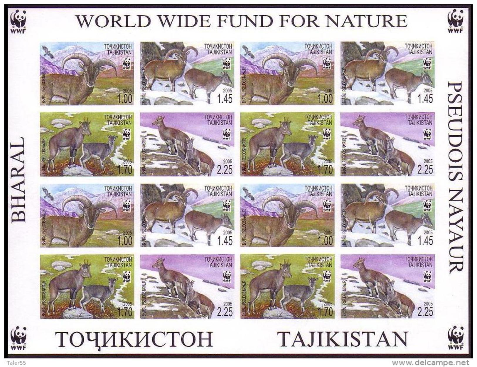 Tajikistan WWF Bharal Imperforated Sheetlet Of 4 Sets - Tadschikistan