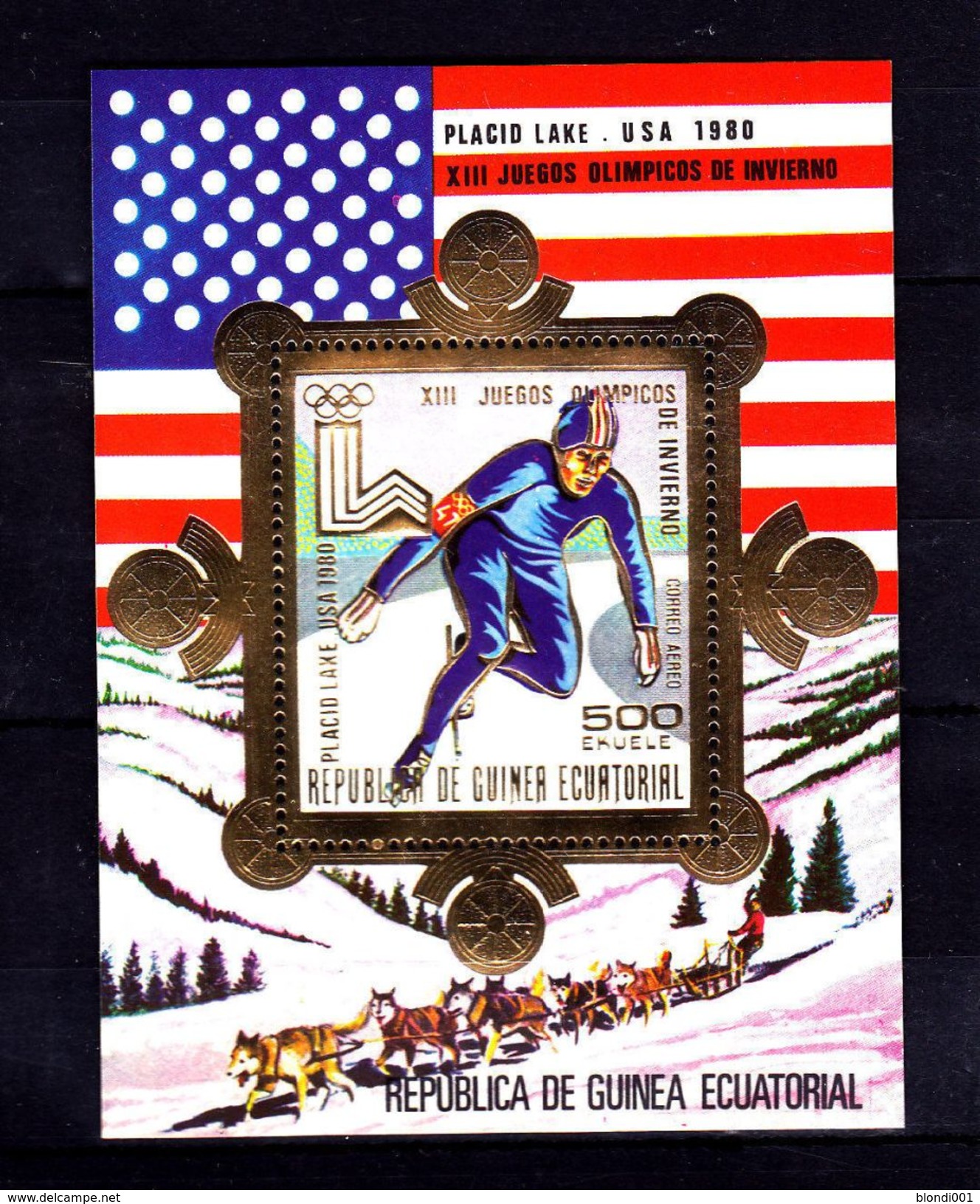 Olympics 1980 - Olympiques - Speed Skate - E-GUINEA - S/S Gold MNH - Invierno 1980: Lake Placid