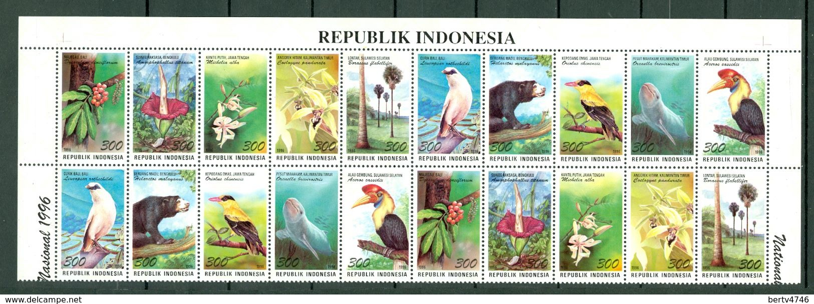 Indonesia 1996 - Fauna + Flora - Full Sheet MNH - Indonesia