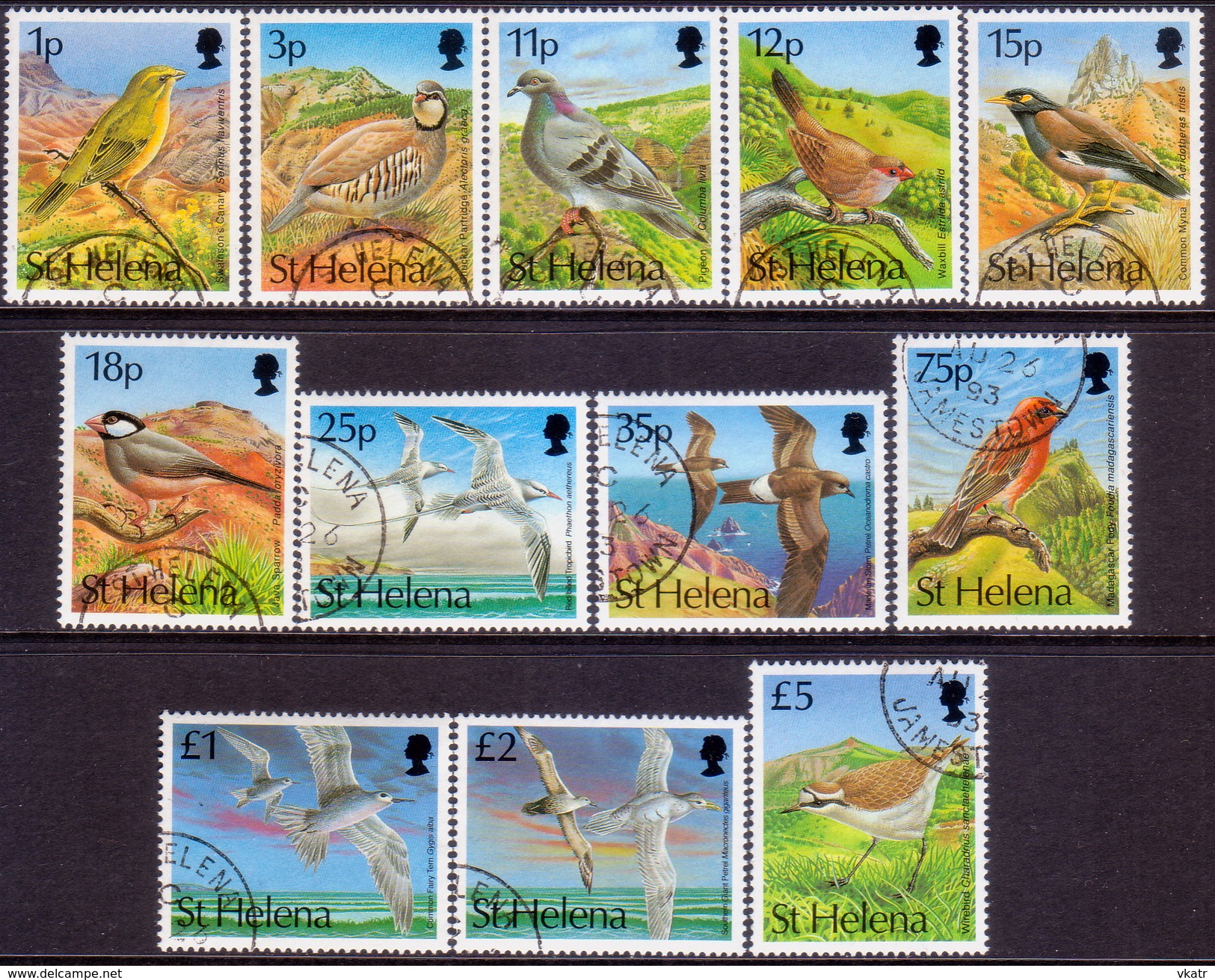 ST HELENA 1993 SG #636-47 Compl.set Used Birds - Saint Helena Island