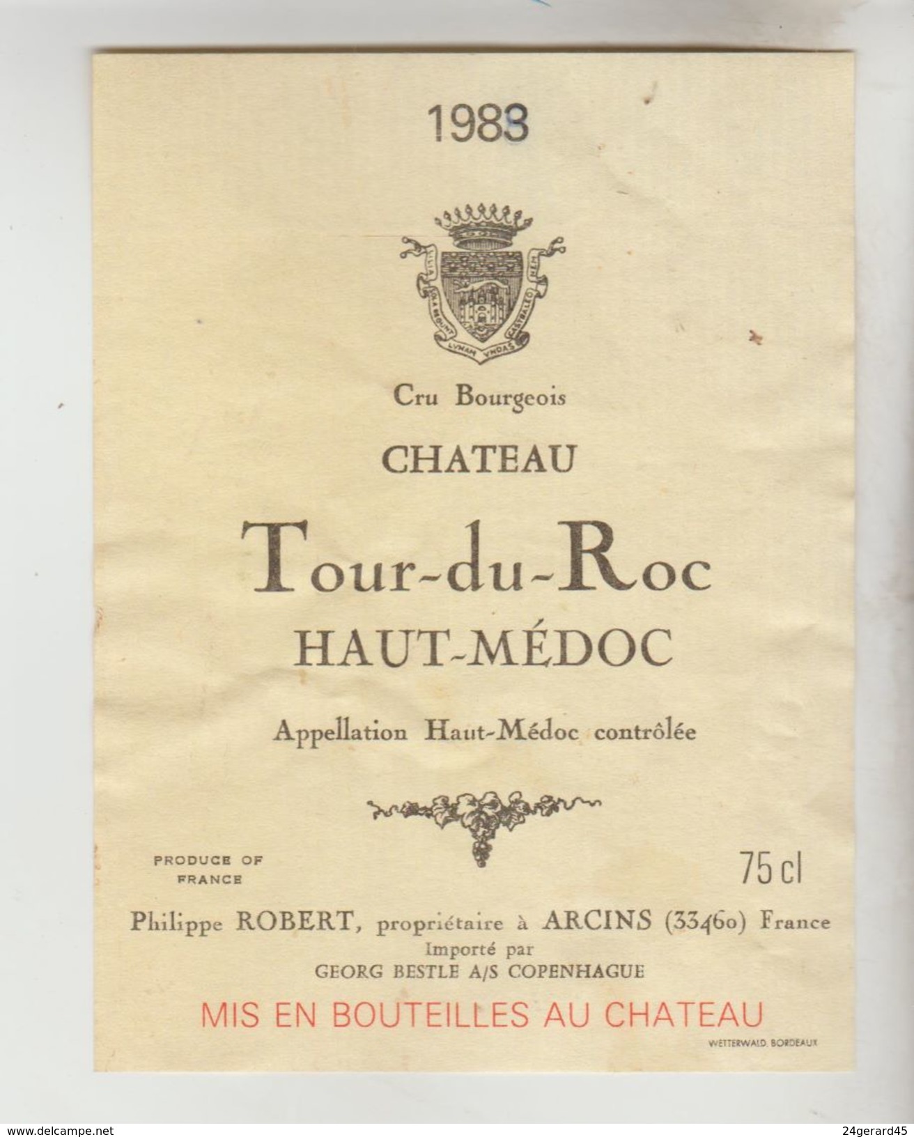 OENOPHILIE 3 ETIQUETTES VIN BORDEAUX - St Emilion 89 Mise De La Baronnie, Chât. Naujan 88, Haut Médoc 88 Chât. Tour Du - Other & Unclassified