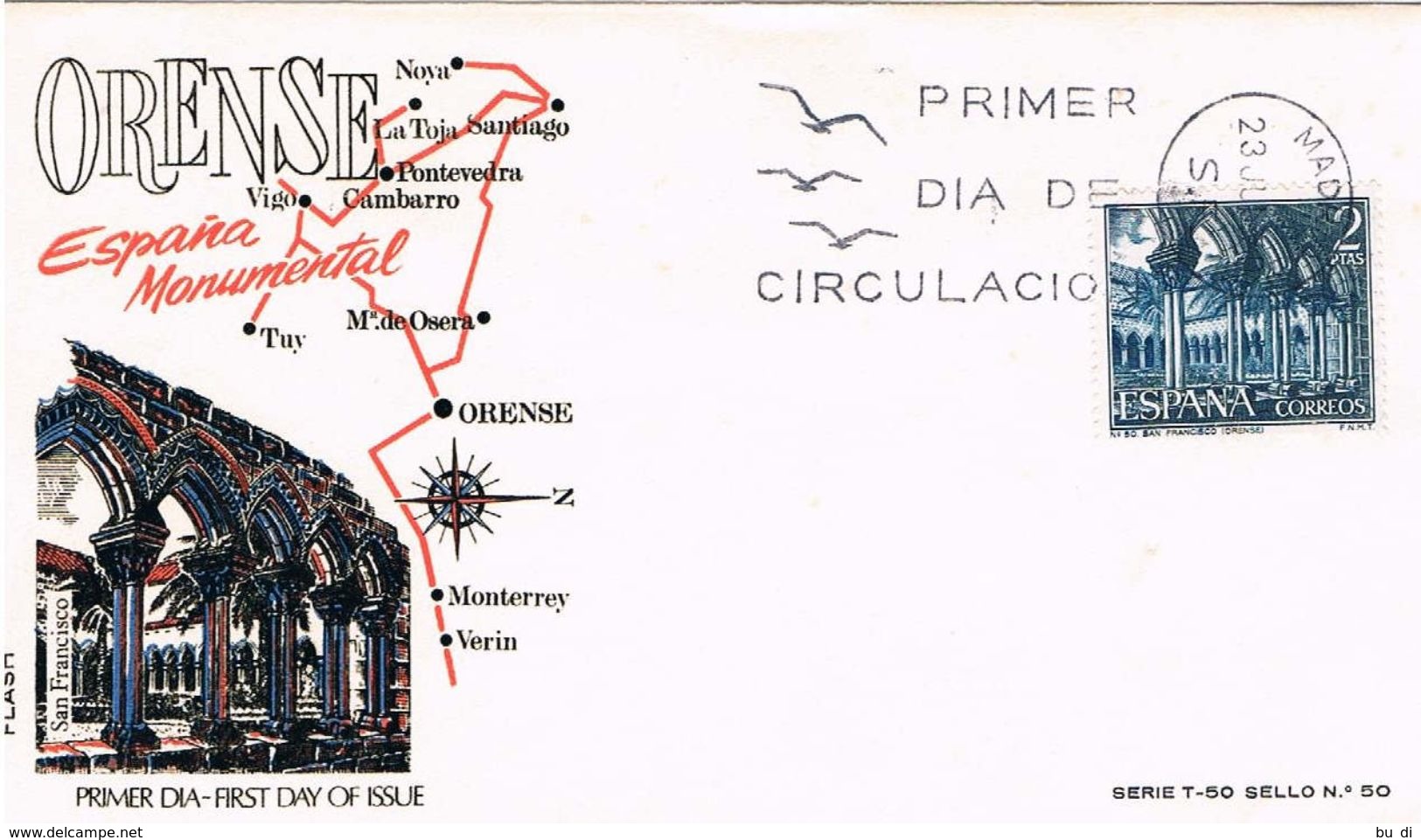 Spanien FDC 1875 - Kloster San Francisco In Orense - Architektur, Abtei, Abbey, Monasterio - Briefe U. Dokumente