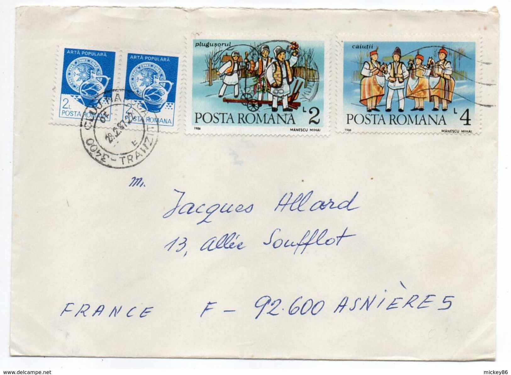 Roumanie-1987-Lettre De CLUJ-NAPOCA Pour ASNIERES-92(France) -Composition Timbres Sur Lettre--cachet CLUJ - Cartas & Documentos