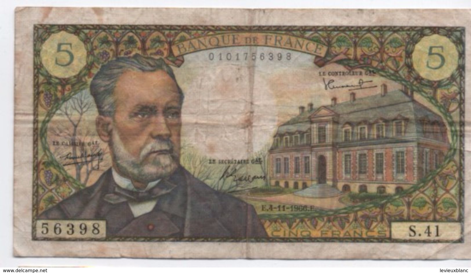 Billet/Banque De France / 5 Francs / Pasteur / 1966       BILL155 - 5 F 1966-1970 ''Pasteur''