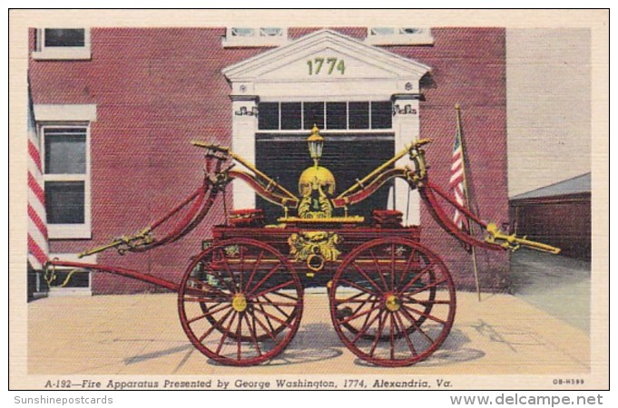 Virginia Alexandria Fire Apparatus Presented By George Washington 1774 Curteich - Alexandria