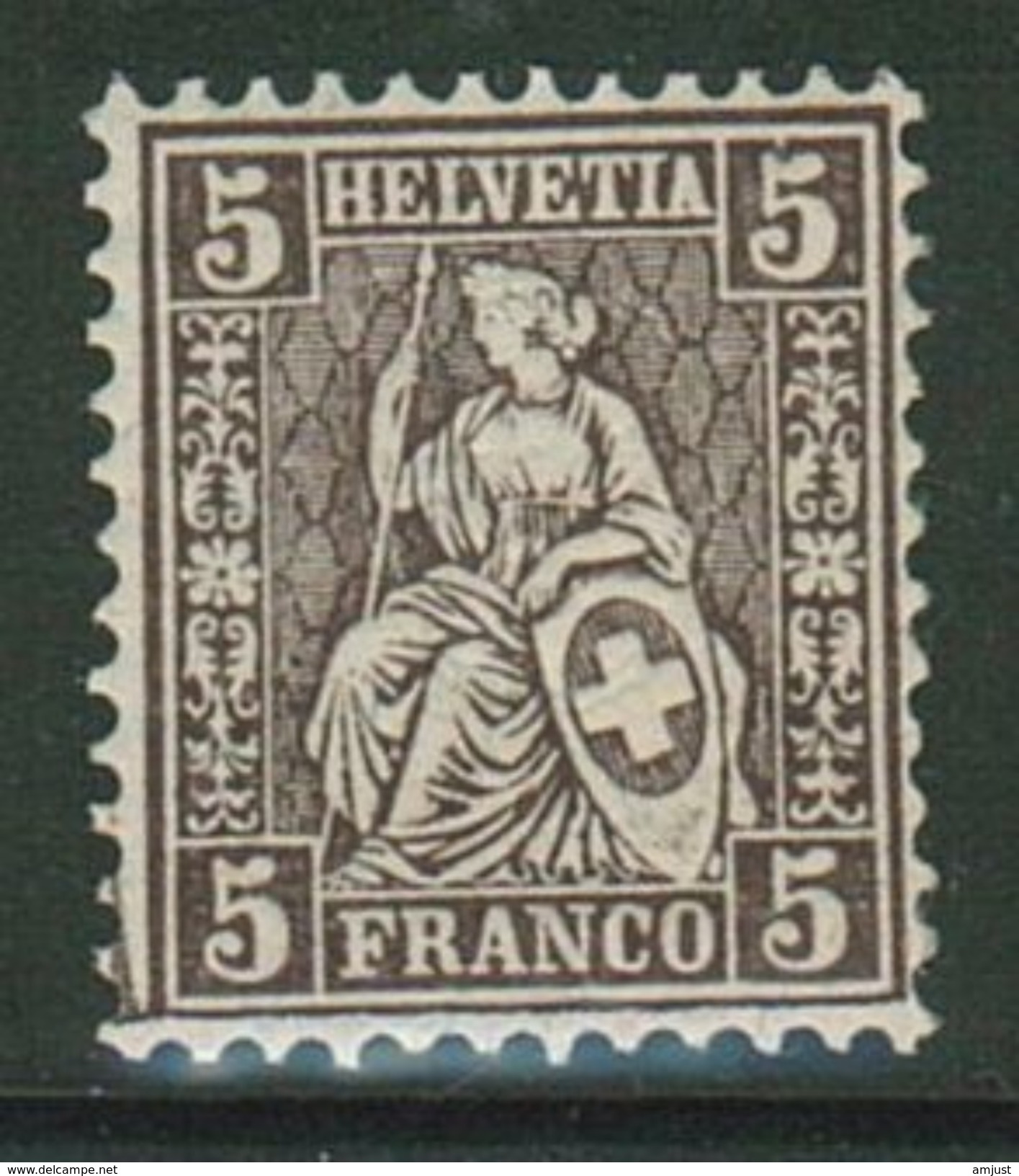 Suisse // Schweiz // Switzerland // Helvétie Assise //  No. 45 Papier Mêlé Bleu Et Rouge Timbre* - Unused Stamps