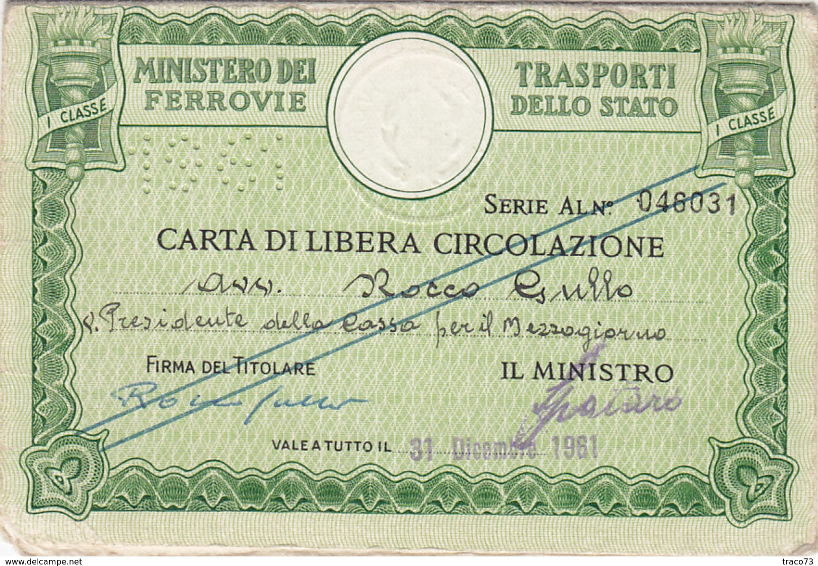 FERROVIE DELLO STATO / CARTA DI LIBERA CIRCOLAZIONE _ PERFIN 1961 - Europa