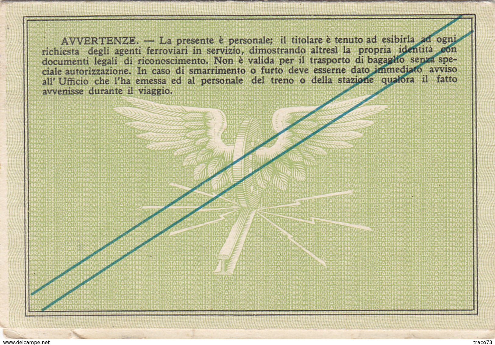 FERROVIE DELLO STATO / CARTA DI LIBERA CIRCOLAZIONE _ PERFIN 1953 - Europa