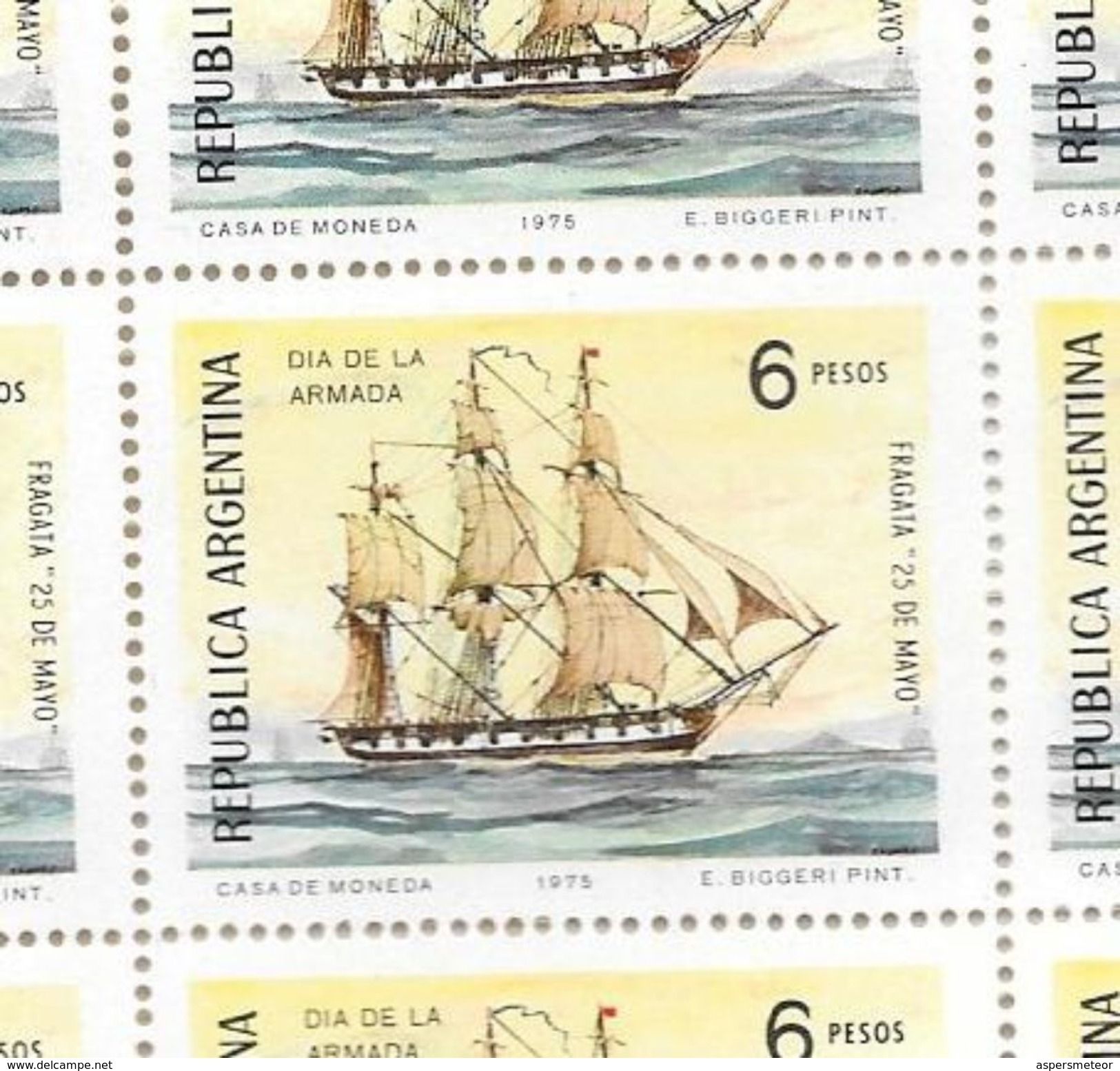 DIA DE LA ARMADA AÑO 1975 FRAGATA 25 DE MAYO ARGENTINA L'ARGENTINE NRO. CATALOGO JALIL GOTTIG 1697 MNH TBE - Ungebraucht