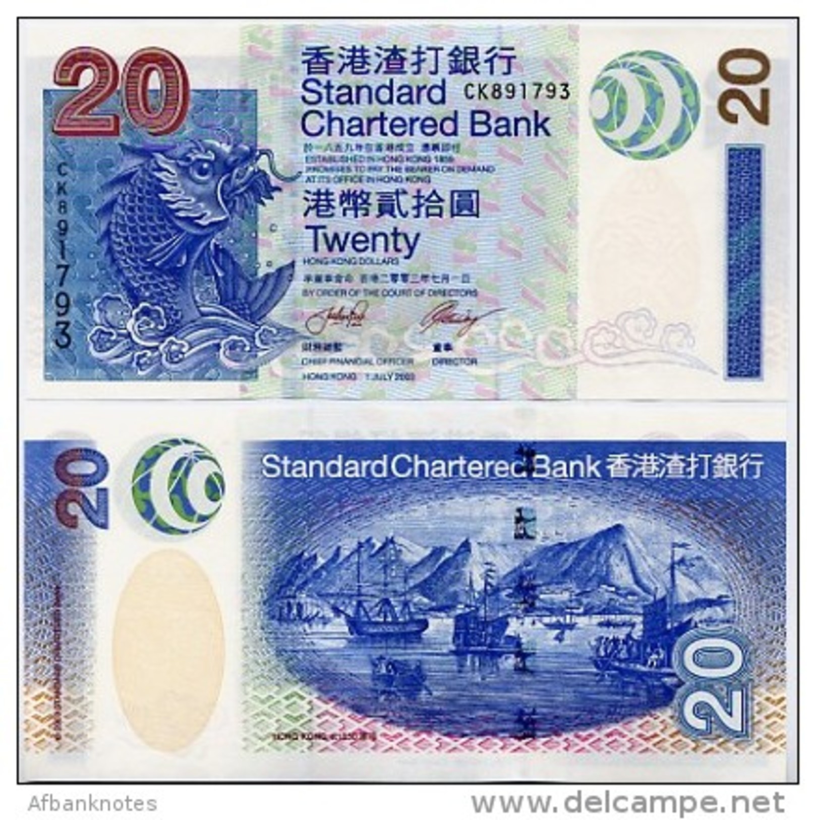 HONG KONG - SCB     20 Dollars     P-291    1.7.2003         UNC - Hong Kong