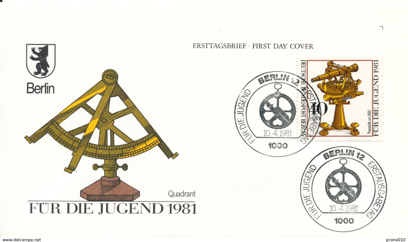 L4239 - Berlin / FDC (1981) Berlin 12: Surveying; Geodesy (Theodolit, 1810), Quadrant - Geographie