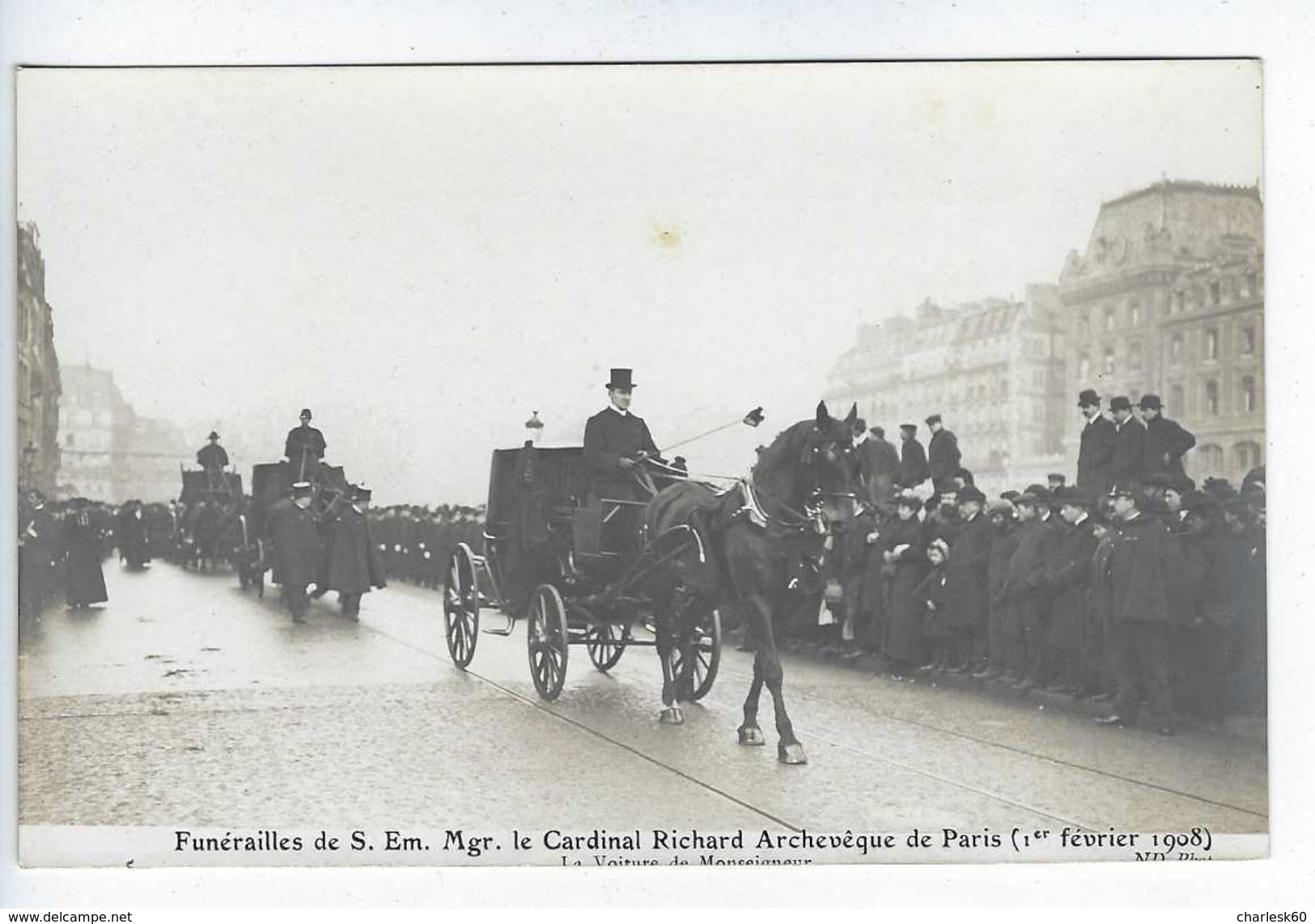Carte - Photo - 75 - CPA - Paris - Obsèques - Cardinal Richard - 1908 - La Voiture De Monseigneur - Funeral