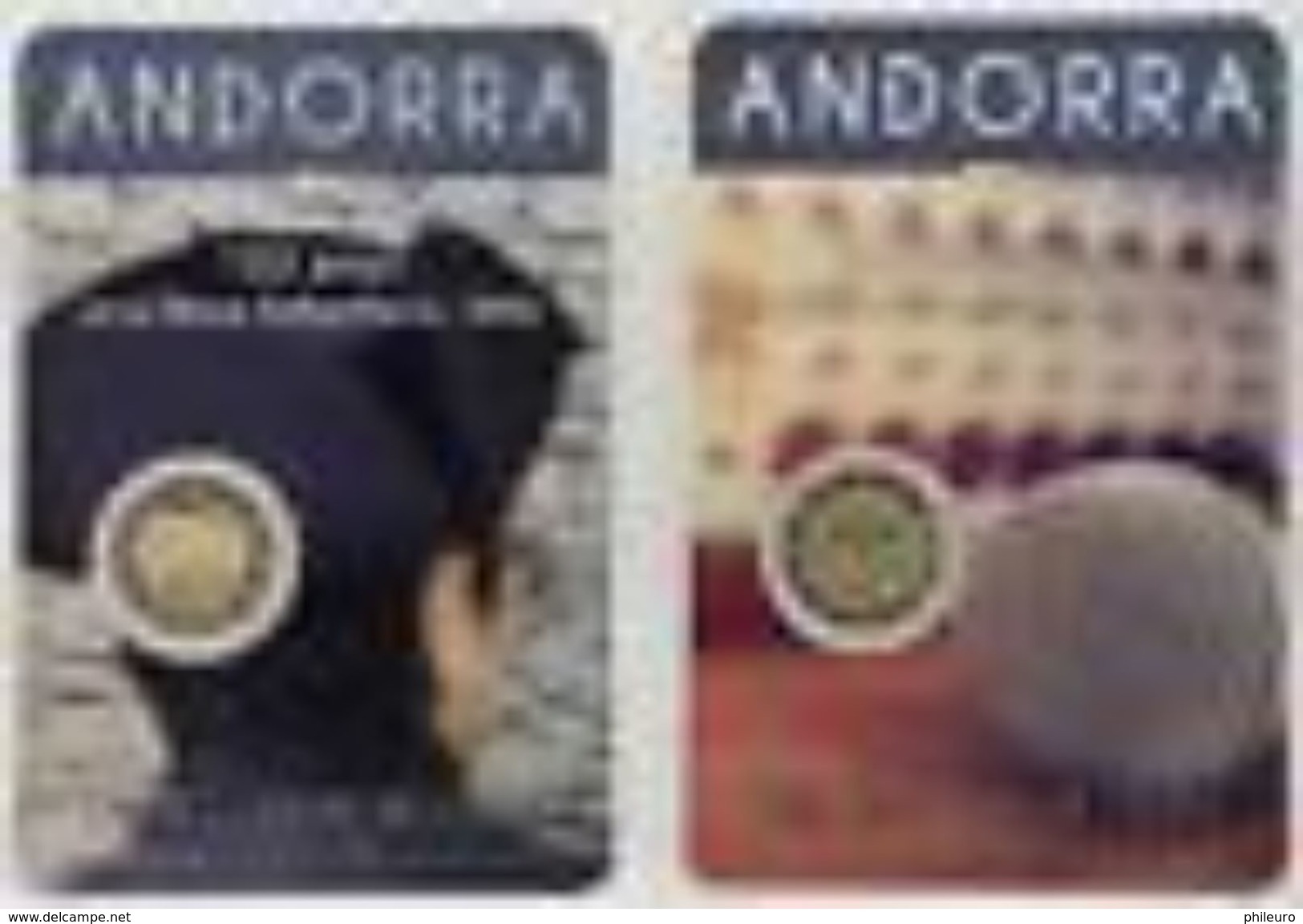 Andorre 2016 : Lot Des 2 Pièces De 2&euro; Commémorative (en Coincard) - Disponible En France - Andorra