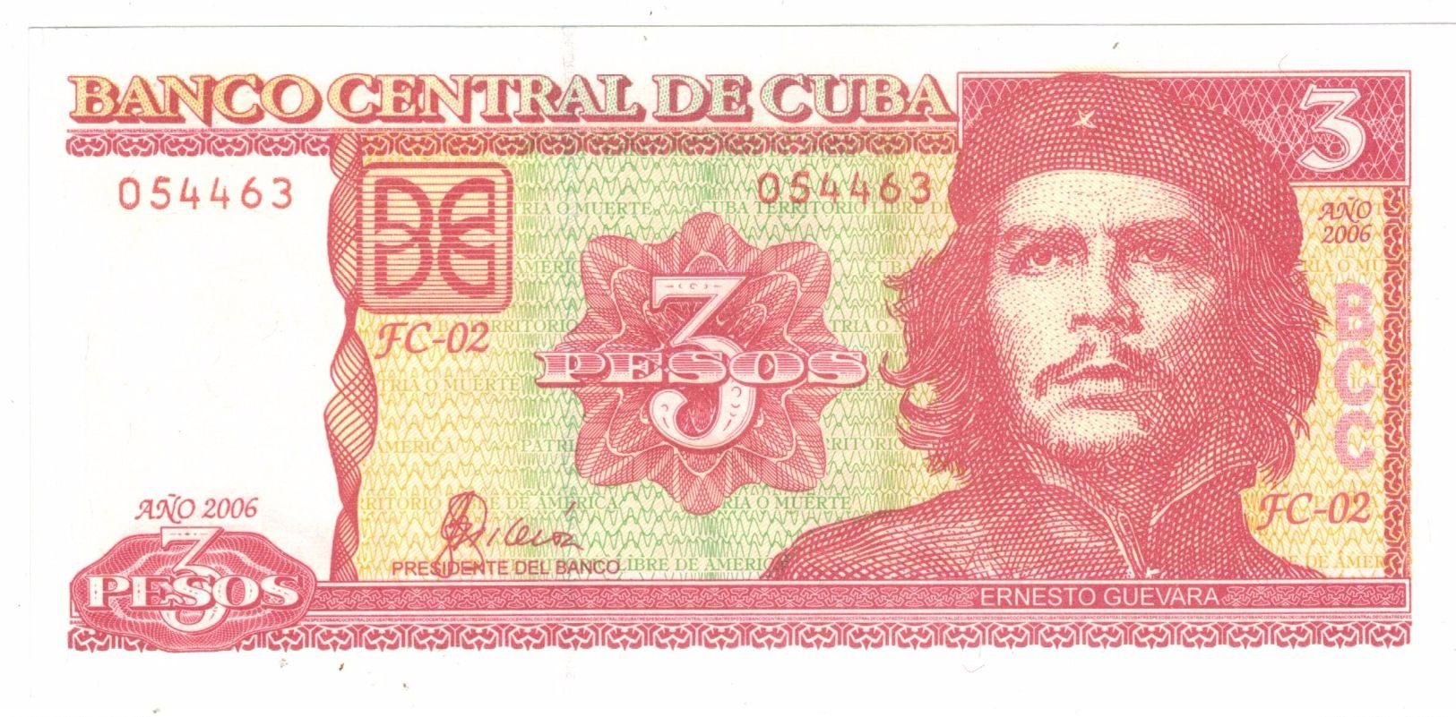 Cuba 3 Pesos 2006 , UNC.  FREE SHIP. TO USA. - Cuba