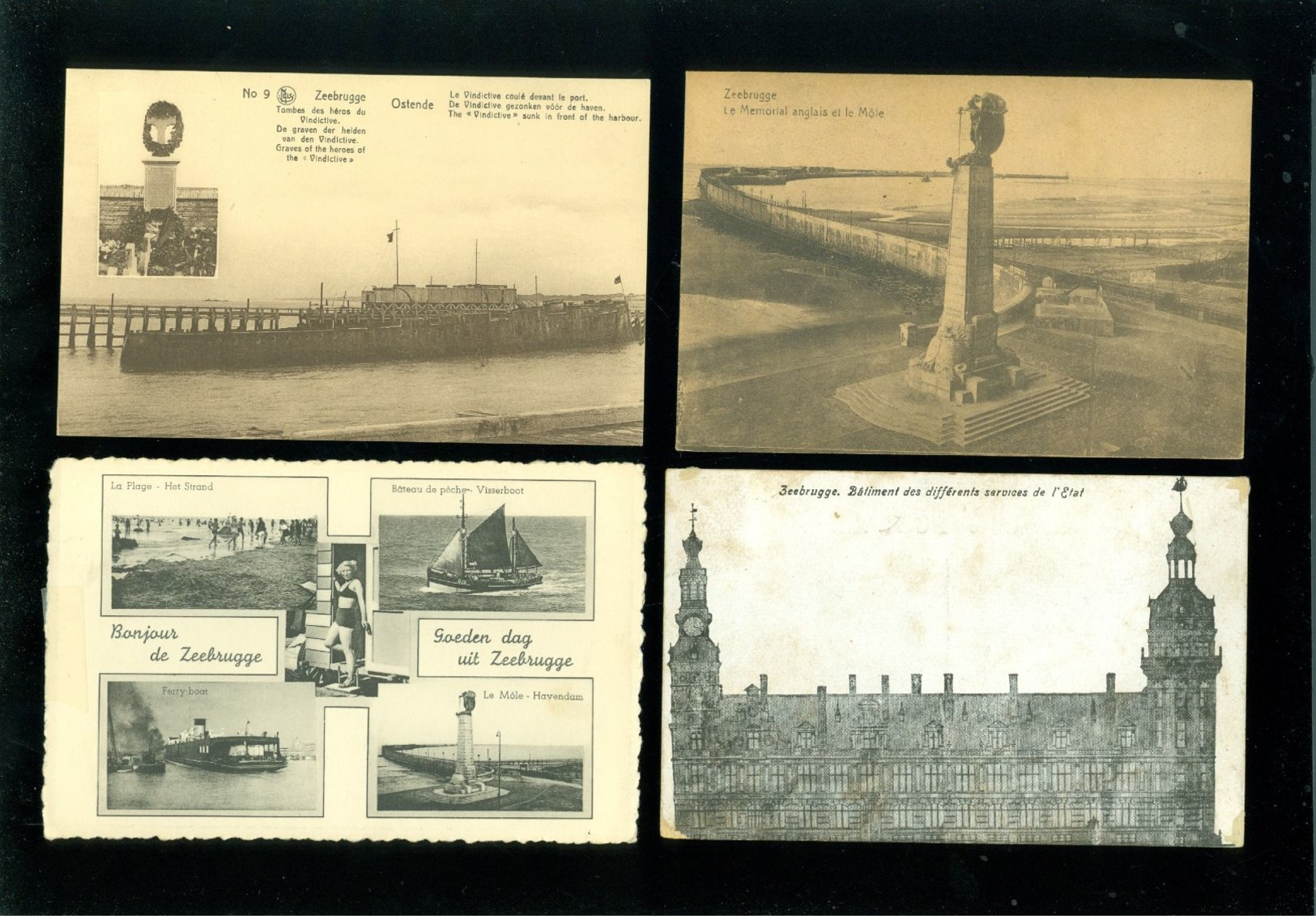 Lot de 60 cartes postales de Belgique Zeebrugge + ruines guerre Lot van 60 postkaarten van België + ruinen oorlog  kust