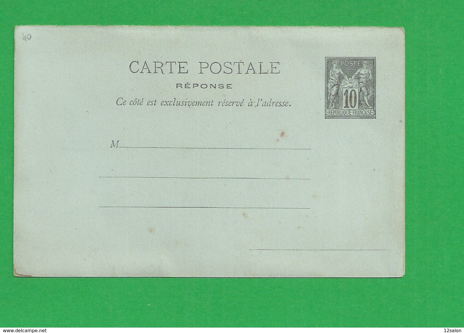 Carte Partie Reponse  Sage 10 Centimes - 1877-1920: Periodo Semi Moderno