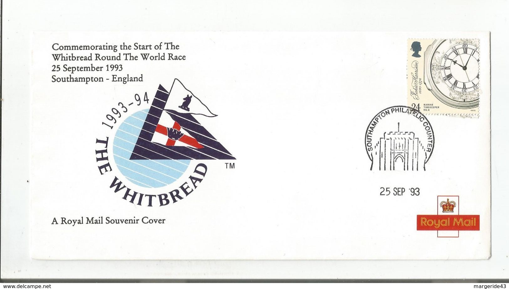 GB ENVELOPPE SOUVENIR DEPART DE LA WHITBREAD 1993 à SOUTHAMPTON - Segeln