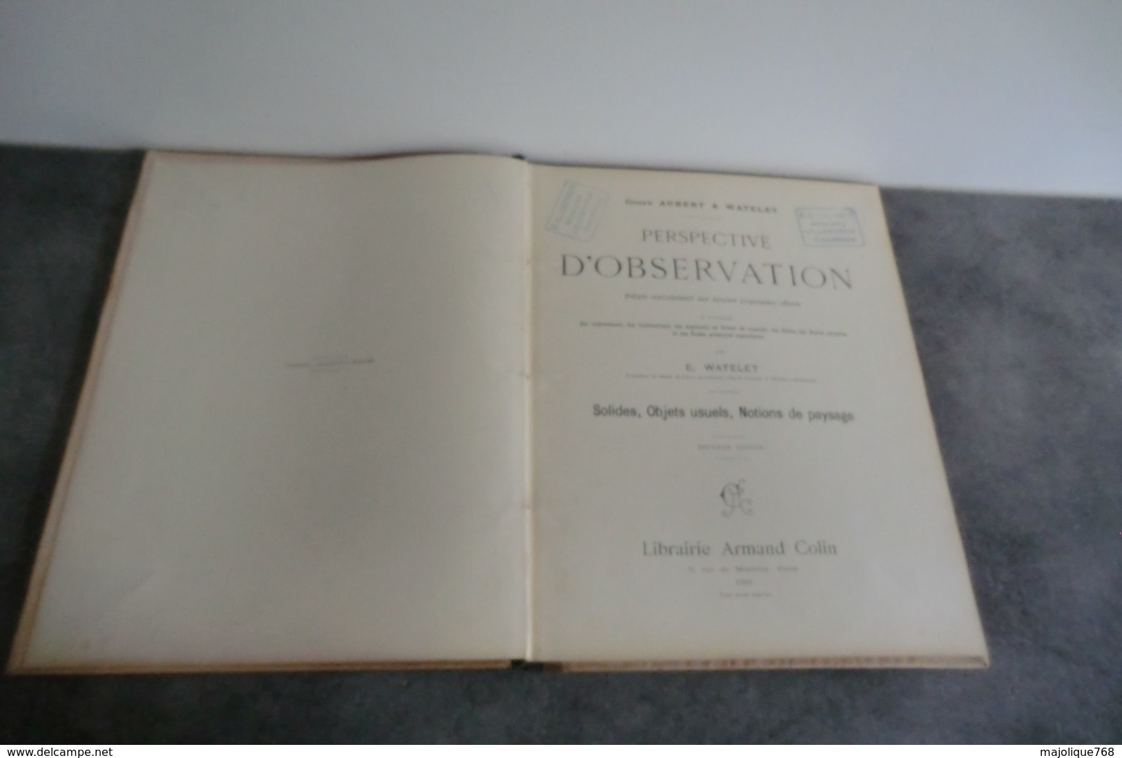 Perspective D'observation Cours Aubert & Watelet - Librairie Armand Colin Paris 1900 - - 18 Ans Et Plus