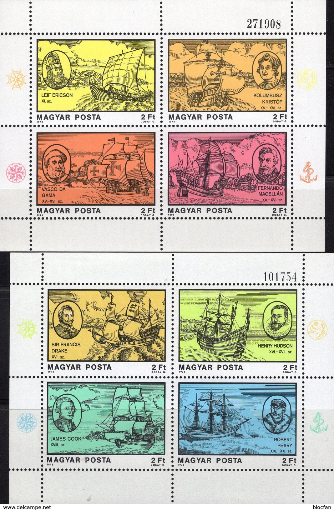 Seefahrt 1978 Ungarn Blocks 131/132 ** 12&euro; Seefahrer Galeone Wikinger Hoja S/s Columbus Blocs Ship Sheets Bf Magyar - Ungebraucht