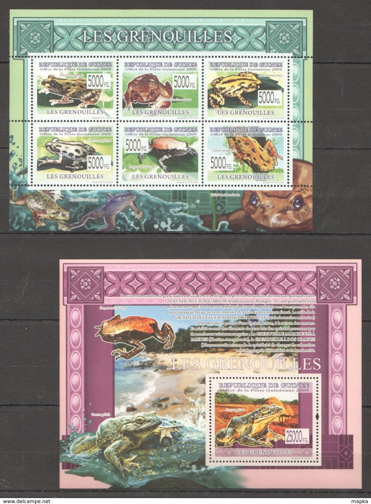 P97 2009 DE GUINEE FAUNA FROGS LES GRENOUILLES KB+BL MNH - Frogs