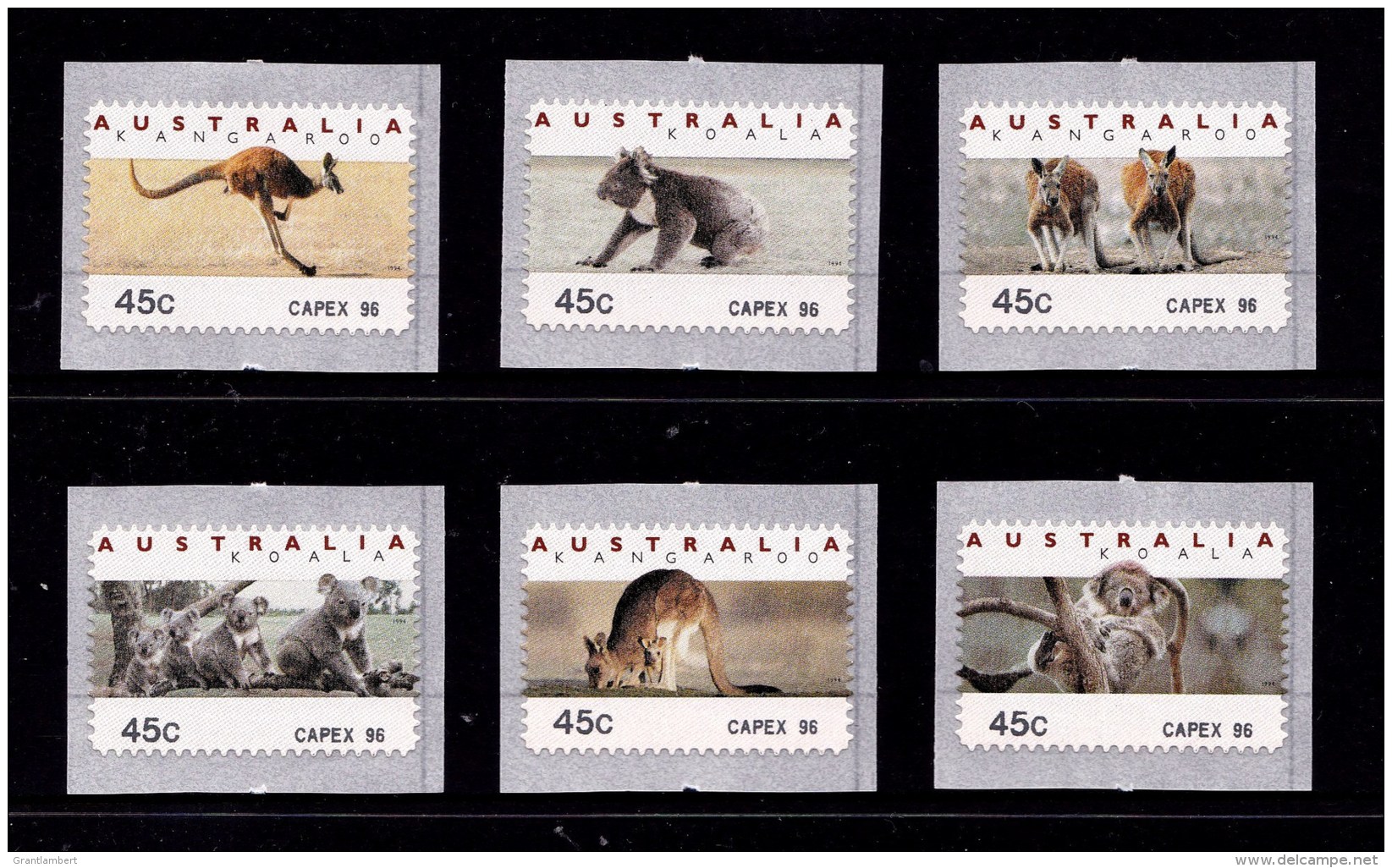 Australia 1996 Kangaroos &amp; Koalas Counter Printed CAPEX 96 Set MNH - Nuevos