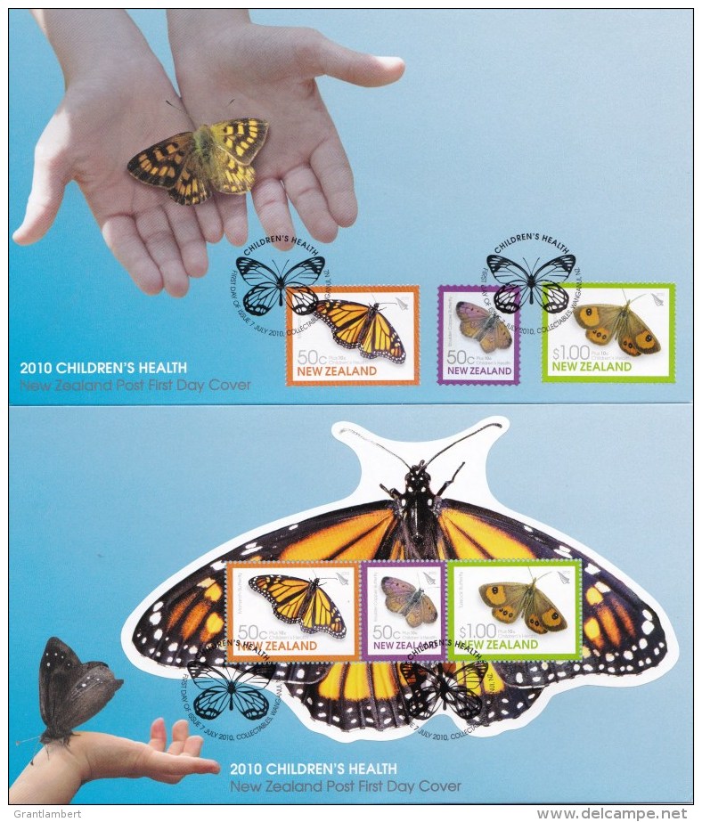 New Zealand 2010 Children's Health Butterflies Set Of 2 FDCs - FDC