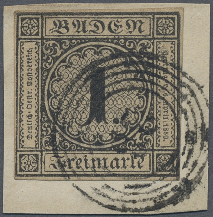 Brfst Baden - Marken Und Briefe: 1851, 1 Kr. Schwarz Auf Sämisch, Farbfrisches Exemplar In Ausgabetypische - Other & Unclassified