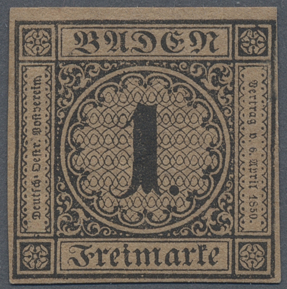 * Baden - Marken Und Briefe: 1866, 1 Kr. Schwarz/rotbraun Als Ungebrauchter Neudruck, Allseits Gut Ger - Altri & Non Classificati