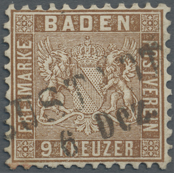 O Baden - Marken Und Briefe: 1862, 9 Kr. Lebhaftbraun, Kabinettstück In Sehr Frischer Farbe, Mit Zentr - Autres & Non Classés