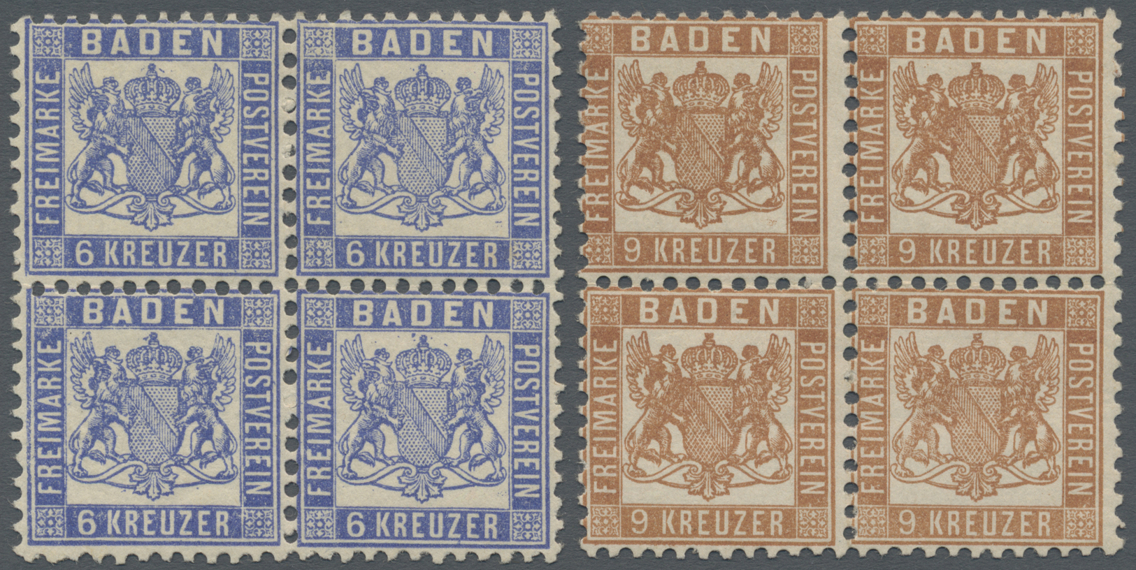 **/*/ Baden - Marken Und Briefe: 1862, Wappen Mit Weissem Hintergrund: 6 Kr. Ultramarin Und 9 Kr. Hellrötl - Andere & Zonder Classificatie