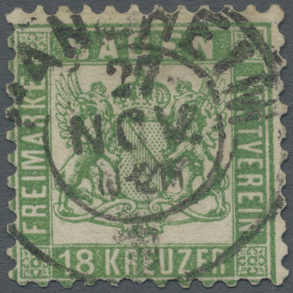 O Baden - Marken Und Briefe: 1862, 18 Kr. Grün Mit Klarem DKr. "MANNHEIM 27.NOV., Gut Gezähnt Mit Klei - Altri & Non Classificati