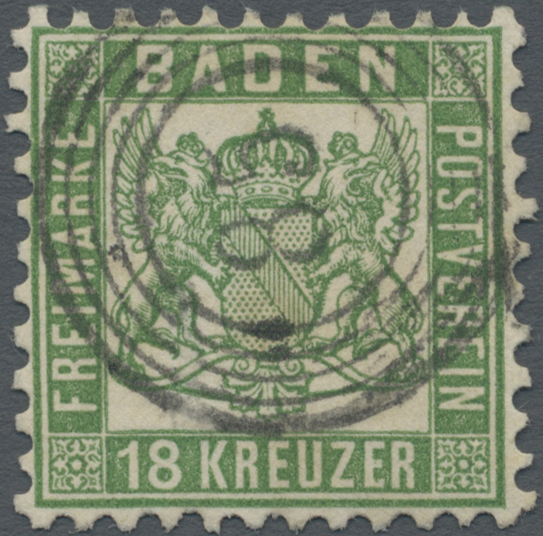 O Baden - Marken Und Briefe: 1862, 18 Kr. Grün Mit Klarem Nummernstempel "85" (Ludwigshafen), Marke Fa - Andere & Zonder Classificatie