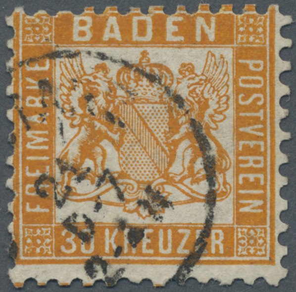 O Baden - Marken Und Briefe: 1862, 30 Kr. Lebhaftgelborange, Gut Gezähnter Und Mit Einkreis "Konstanz - Sonstige & Ohne Zuordnung