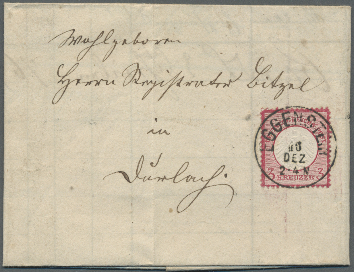 Br Baden - Nachverwendete Stempel: EGGENSTEIN, 16 DEZ (1872), K1 Sauber Auf Faltbrief Mit 3 Kreuzer Kl. - Other & Unclassified