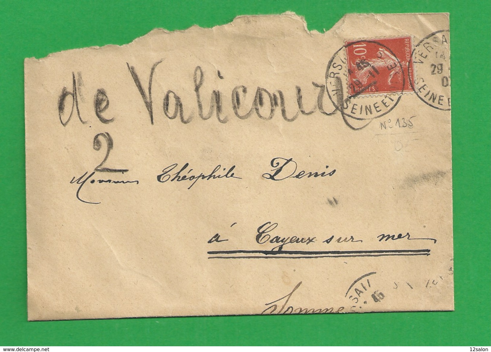 Lettre N° 138 Obl Versaille Seine Et Oise - 1877-1920: Semi-Moderne