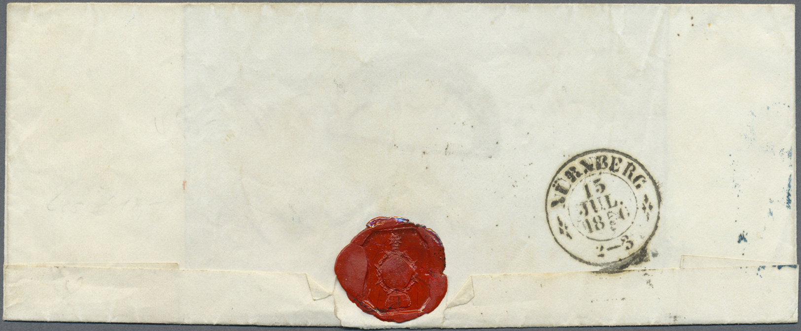 Br Bayern - Vorphilatelie: 1845/1869, 3 rote und 1 schwarzer Halbkreisstempel auf 4 Faltbriefen aus Brü