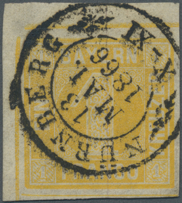 O Bayern - Marken Und Briefe: 1862: BOGENECKE Der 1 Kr. Gelb, Plattentyp II, Ungezähnt In Sehr Frische - Autres & Non Classés