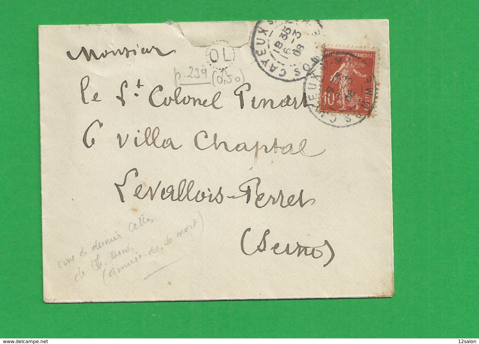 Lettre N° 138 Obl Cayeux Sur Mer Plus OL - 1877-1920: Période Semi Moderne