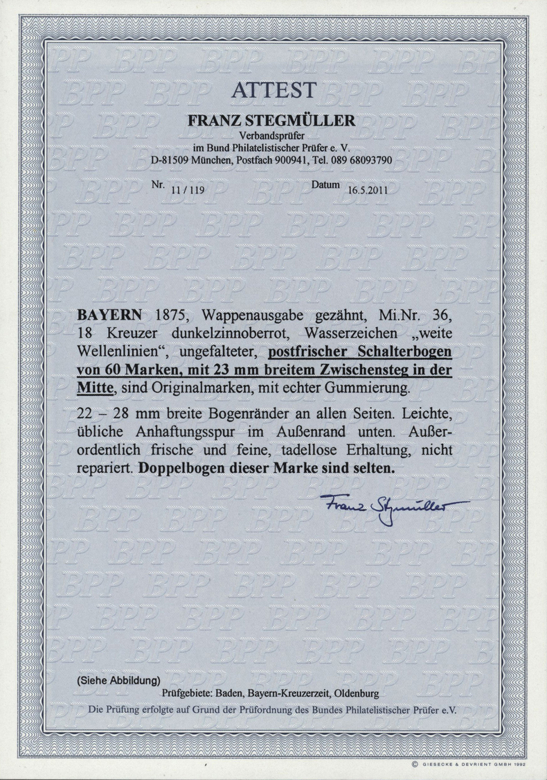 ** Bayern - Marken Und Briefe: 1875, Wappenausgabe 18 Kr. Gezähnt Mit WZ Weite Wellenlinien, Kompletter - Andere & Zonder Classificatie