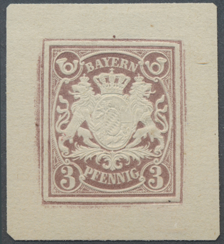 (*) Bayern - Marken Und Briefe: 1876 (ca.), Ungezähnte Proben Der Ganzsachen-Wertstempel Zu 3 Pf., 5 Pf. - Andere & Zonder Classificatie