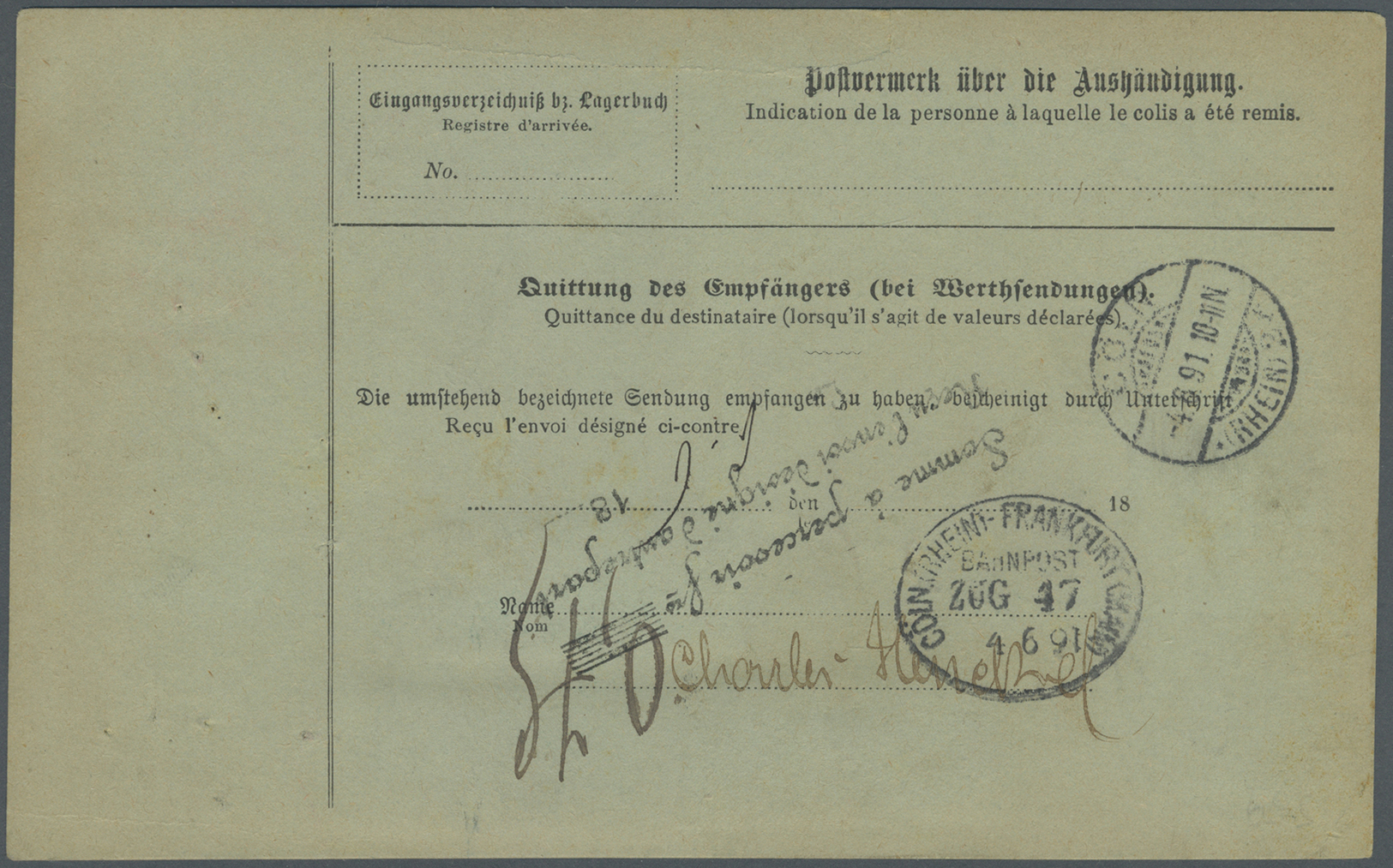 Br Bayern - Marken Und Briefe: 1890, 2 M. Orange (etwas Verfärbt) Und Senkrechtes Paar 20 Pfg. Wappen A - Autres & Non Classés