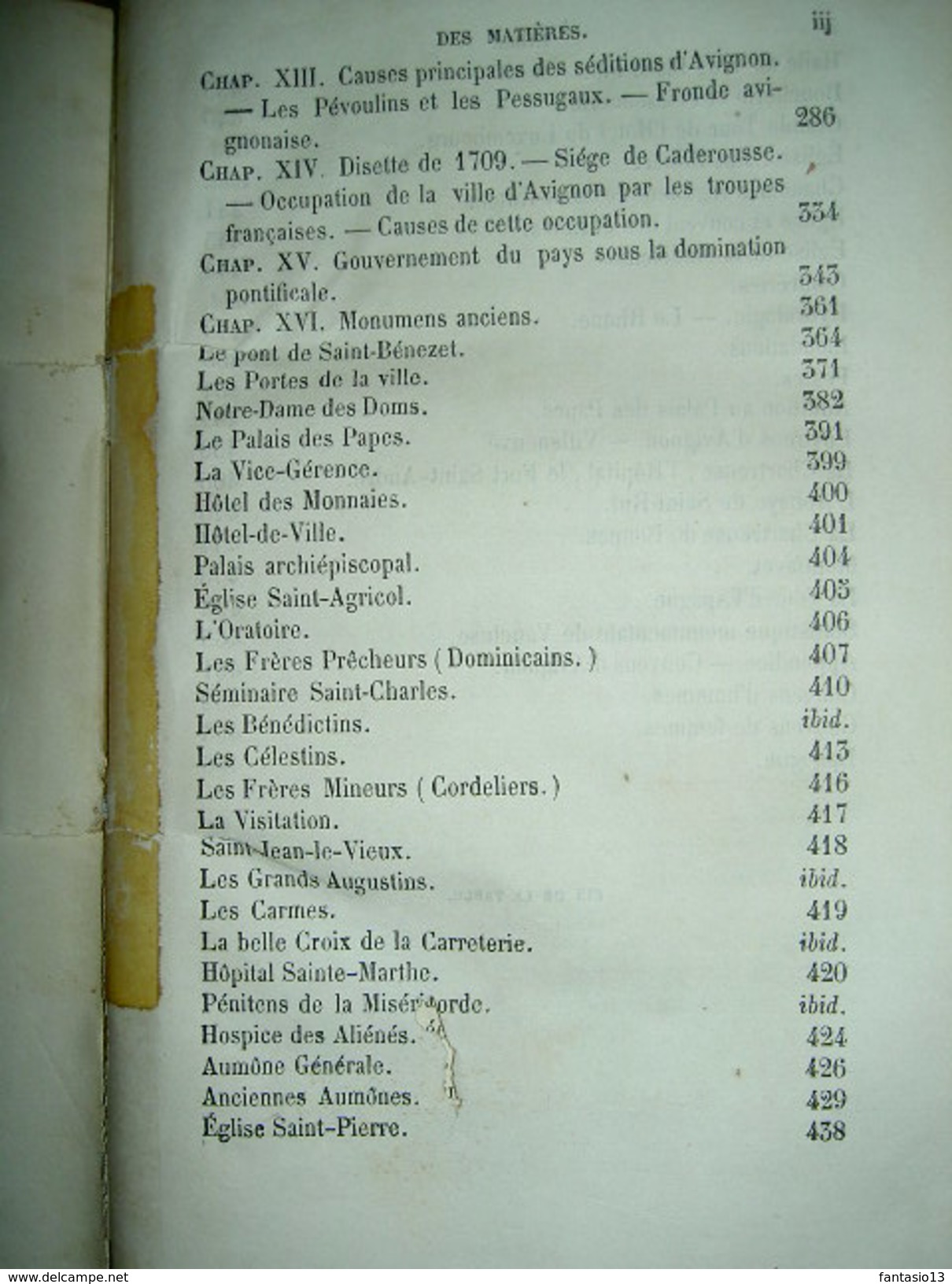 Essai sur l'Histoire de la ville d'Avignon J.-B. Joudou 1853 Villeneuve lès Avignon Bonpas Montfavet Couvents d'Avignon