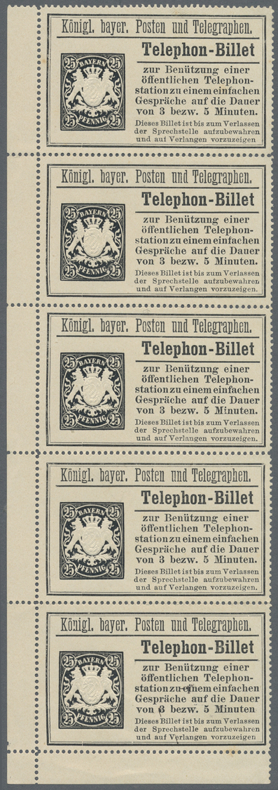 */** Bayern - Telefon-Billets: Bayern-Telephonbillets, Nr.15 Im Senkr. Fünferstreifen. Nr.20 Im Kpl. Zehn - Andere & Zonder Classificatie