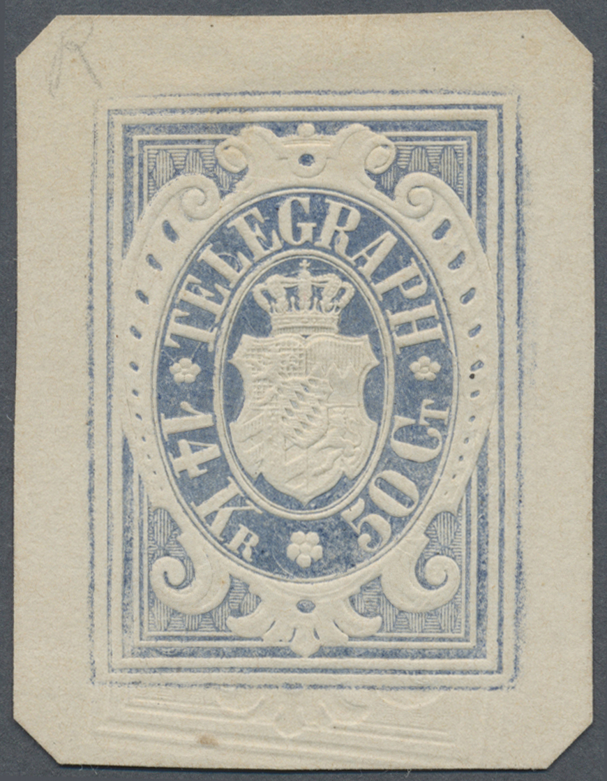 (*) Bayern - Telegrafenmarken: 1870, 14 Kr. / 50 C. Violettgrau (statt Blau), Ungezähnter Vorlagedruck, - Andere & Zonder Classificatie