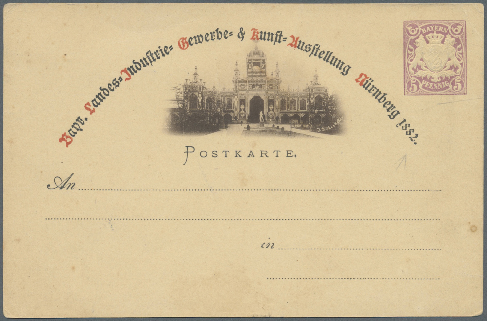 GA Bayern - Ganzsachen: 1882, NÜRNBERG - L.G.A., Luxus-Sonderstempel (Bochmann Nr.1 Als Erster Bayerisc - Andere & Zonder Classificatie